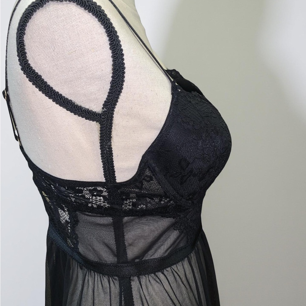Jessica Simpson Black Sheer Sexy Gown Babydoll Size M preowned - Picture 2 of 6